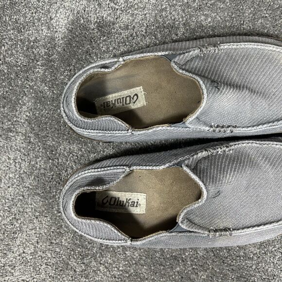 Olukai Moloa Kapa Men's Sz 8 Gray Woven Textile Canvas Slip On Loafer Shoes Used - Picture 9 of 11